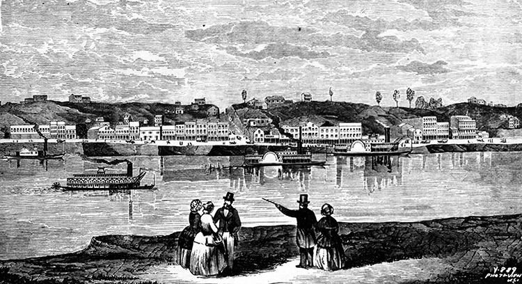 The Kansas City riverfront in 1855. KANSAS CITY PUBLIC LIBRARY