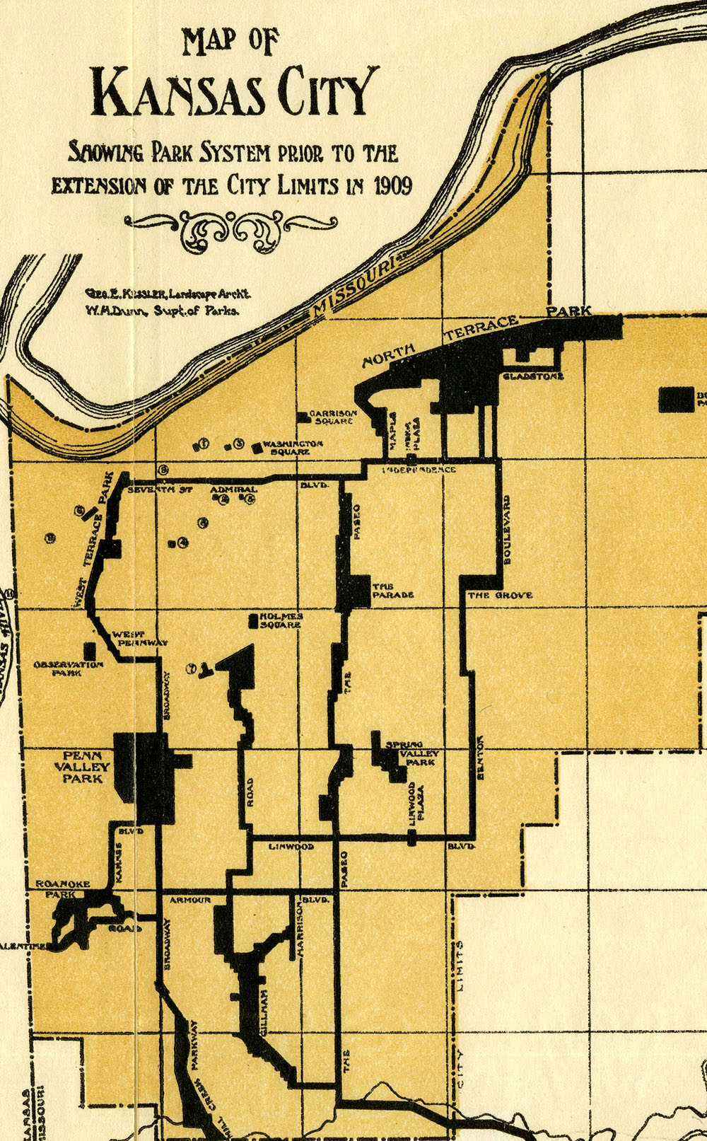 1915 Kansas City parks and boulevards map.