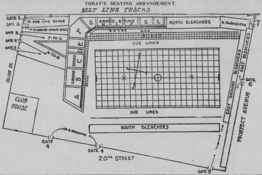 Diagram of Football Field at Association Park in 1909