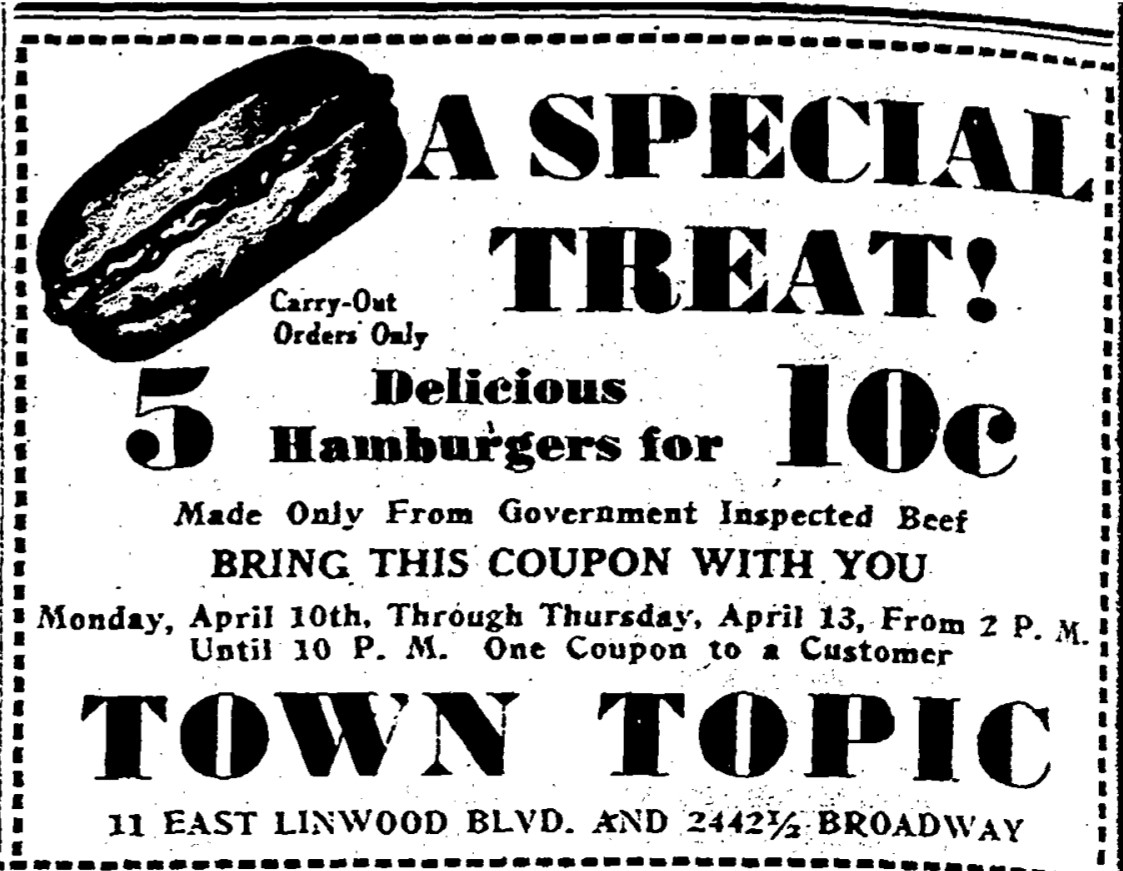 Town Topic coupon, THE KANSAS CITY STAR, April 9, 1939