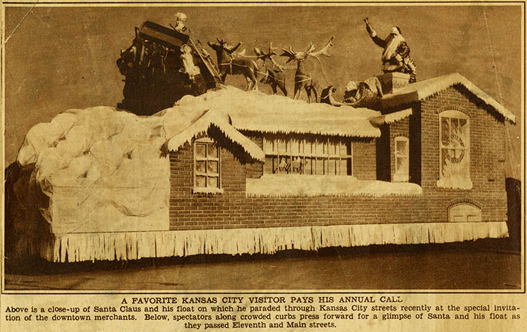 The Santa Claus float from the 1932 downtown Christmas parade. THE KANSAS CITY STAR