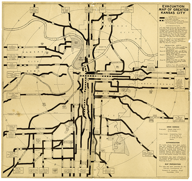 The 1954 Kansas City evacuation map.