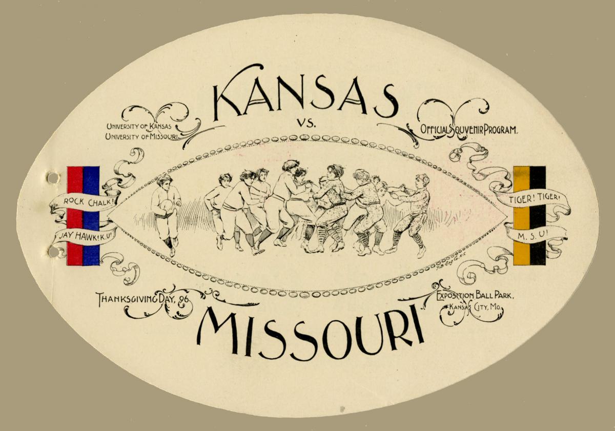 1896 Promotional Card for Kansas and Missouri Football Game at Exposition Park