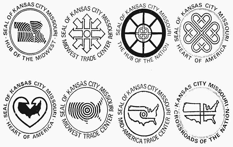 The eight rejected seal proposals created by KCAI faculty and students. THE KANSAS CITY STAR