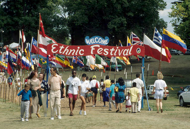 Entrance to the Ethnic Enrichment Festival in Swope Park, 1998. MISSOURI DIVISION OF TOURISM