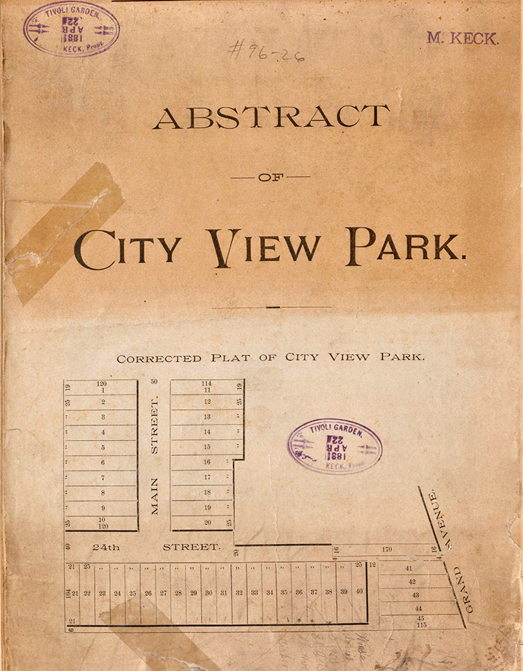 1881 Abstract of City View Park.