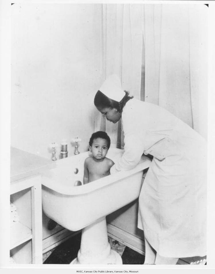 Bathing her baby, Florence Home for Colored Girls