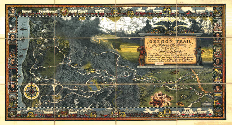 Three dimensional, pictorial color map of the Oregon Trail 