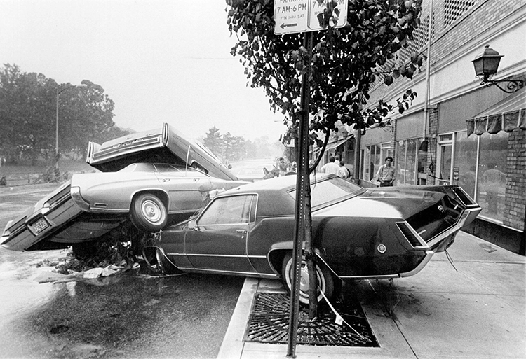 Cars stacked atop one another on Ward Parkway. THE KANSAS CITY STAR