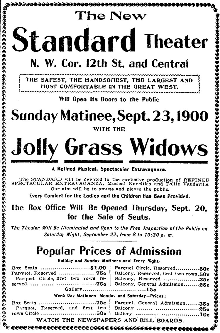 Kansas City Star advertisement, September 16, 1900.