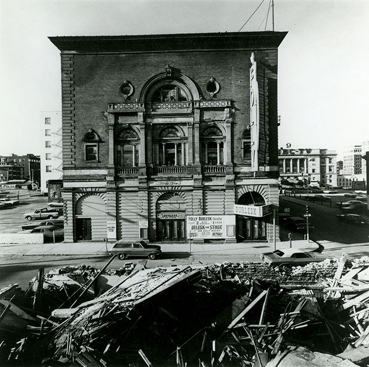 The Folly Theater in disrepair during the 1970s. SC223 Folly Theater Collection.