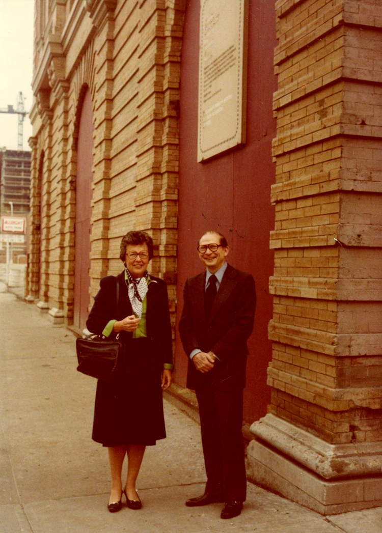 Historic preservation activist Joan Kent Dillon with Dr. Cyril Harris, Professor of Architecture, June 1978.