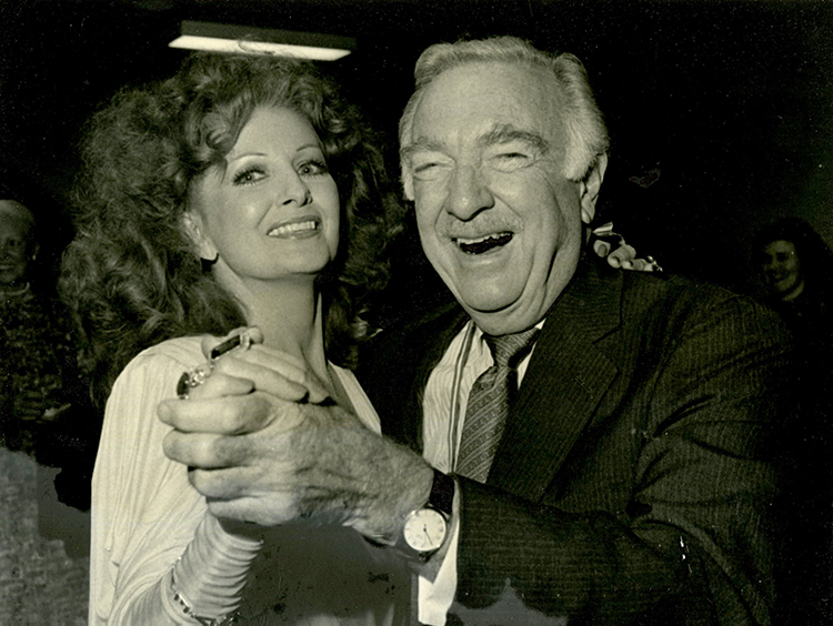 Burlesque legend Tempest Storm with CBS Evening News anchorman Walter Cronkite at the Folly Theater re-opening, November 7, 1981.