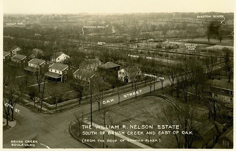 William R. Nelson estate - south of Brush Creek and east of Oak, circa 1926.