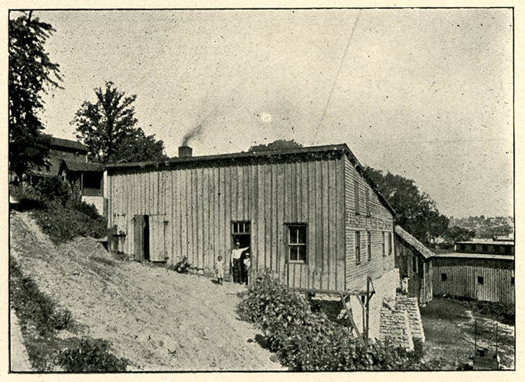 Helmreich Brewery building, constructed in 1862 on east 24th Street, ca. 1890s. At the time of this photo, it was the Leo Thoma Weiss Beer Brewery.
