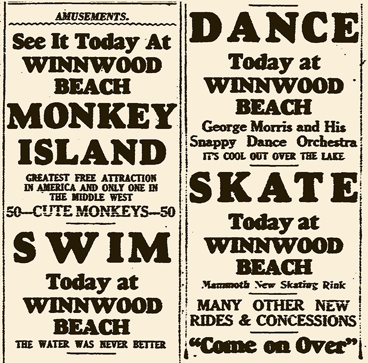 Winnwood Beach advertisement.