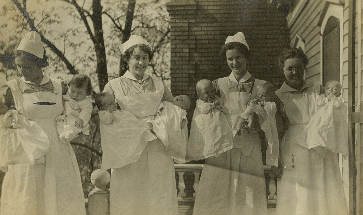 Willows nurses holding newborns.