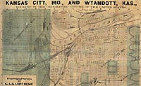1871 Map of Kansas City, Missouri, and Wyandott City, Kansas