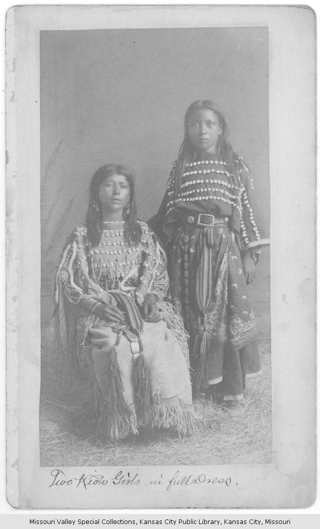 Two Kiowa girls, ca. 1890. W.L. Sawyers Indian Art Gallery, Purcell, Indian Territory