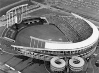 Aerial view of Royals Stadium during All-Star game, 1973