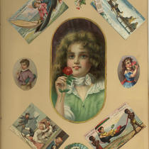 Advertising Card Scrapbook Page 57 with Portraits and People in Outdoor Scenes