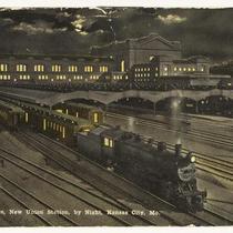 Train Entrance, New Union Station, by Night, Kansas City, Mo.