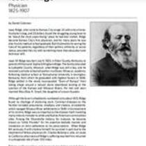 Biography of Isaac Ridge (1825-1907), Physician