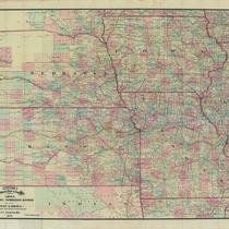 Cram's Railroad and Township Map of Iowa, Missouri, Nebraska and Kansas