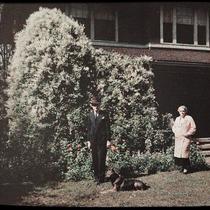 Mr. and Mrs. Browning Fellers with a Polygonum Vine