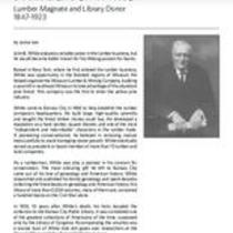 Biography of John Barber White (1847-1923), Lumber Magnate and Library Donor