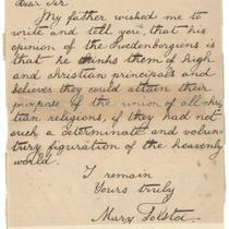 Mary Tolstoi Letter