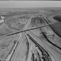 Aerial View of Railroad Tracks and Grain Elevators
