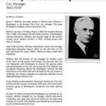Biography of Henry Francis McElroy (1865-1939), City Manager