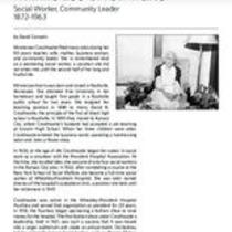 Biography of Minnie Lee Crosthwaite (1872-1963), Social Worker and Community Leader