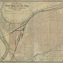 Map Showing Water Mains and Fire Plugs, Kansas City, Missouri
