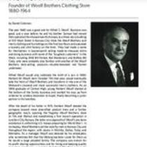Biography of Herbert M. Woolf (1880-1964), Founder of Woolf Brothers Clothing Store
