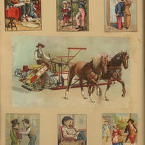 Advertising Card Scrapbook Page 54 with People and Horses