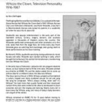 Biography of Frank Wiziarde (1916-1987),  Whizzo the Clown, Television Personality