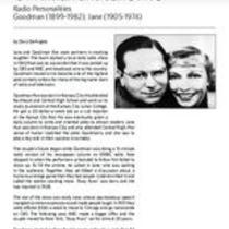 Biography of Goodman (1899 -1982) Ace and Jane Ace (1905-1974), Radio Personalities