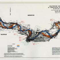 ABANDONED SHIPWRECKS ON MISSOURI RIVER CHANNEL MAPS OF 1879 AND 1954 - DELAWARE TO BLUE MILLS, MILE 398.8-358.3