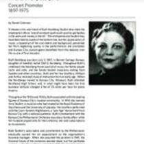 Biography of Ruth Seufert(1897-1975), Concert Promoter
