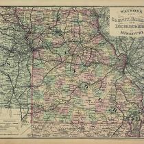 Watson's New County, Railroad, and Distance Map of Missouri