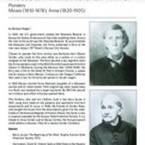 Biography of Moses Grinter (1810-1878) and Anna Marshall Grinter (1820-1905), Pioneers