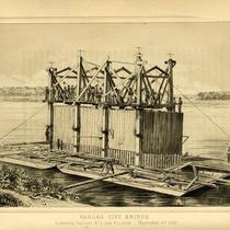 Kansas City Bridge, Lowering Caisson No. 1 into Position