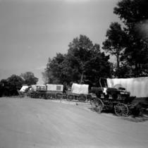 Kansas City Centennial Covered Wagons and Locomotive