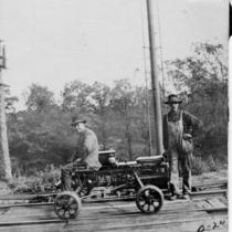 Railroad Employees On Rail Vehicle