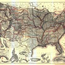 United States Map Showing Routes of Principal Explorers and Early Roads and Highways