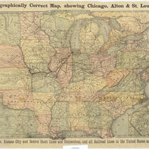 Geographically Correct Map, showing Chicago, Alton &St. Louis and Chicago, Kansas City and Denver Short Lines and Connections...