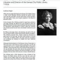 Biography of Carrie Westlake Whitney (?-1934), Librarian and Director of the Kansas City Public Library